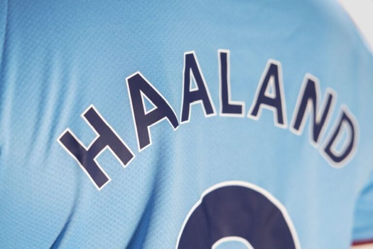 Erling Haaland's Manchester City shirt. Photo: charnsitr / Shutterstock.com.