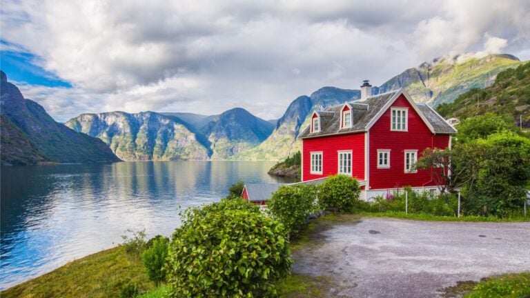 House overlooking a fjord in Norway.