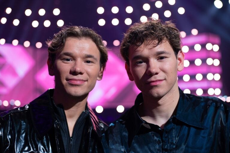 Martinus (left) and Marcus (right) at Sweden's Melodifestivalen 2024. Photo: PhotoAnnaR / Wikipedia CC.