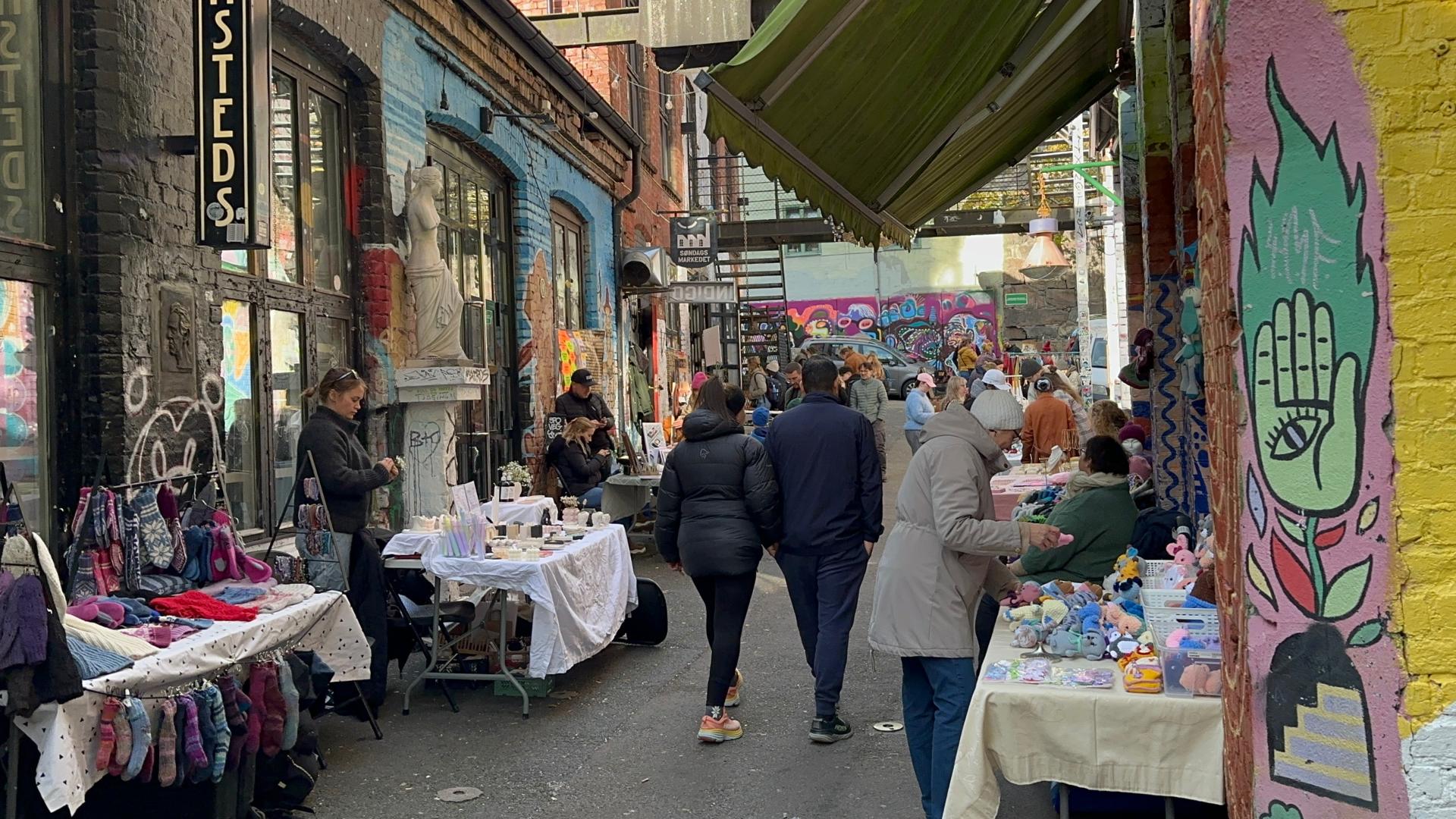 Second-hand market outside Blå in Oslo. Photo: David Nikel.