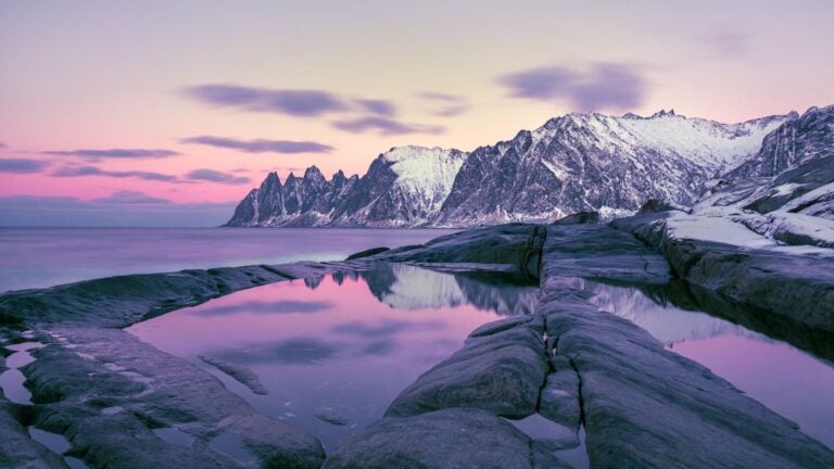 A winter view of Senja Island in Northern Norway.