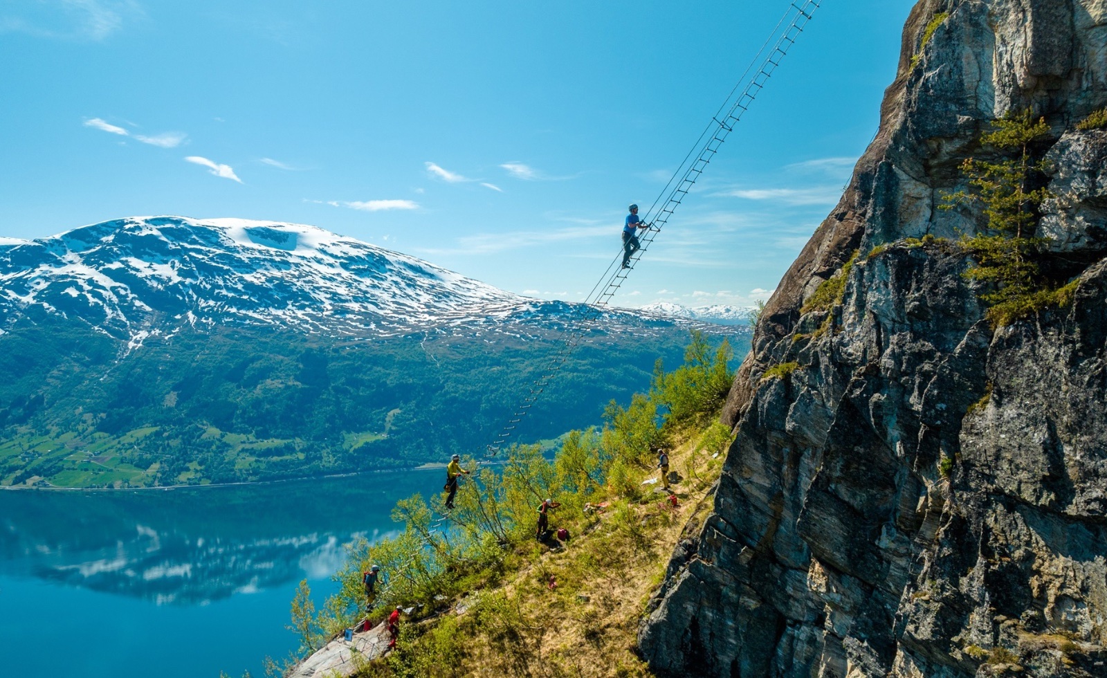 The "Stigull" stairway is a part of the Loen Via Ferrata in the village of Loen in Norway. Photo: Lars Korvald / Fjord Norway.