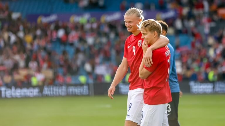 Erling Haaland and Martin Ødegaard. Photo: froarn / Shutterstock.com.