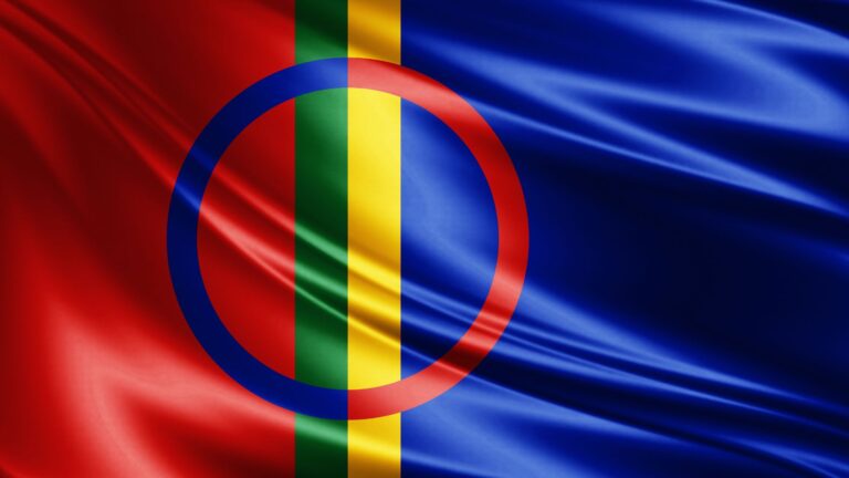Illustration of Sami flag in Norway.