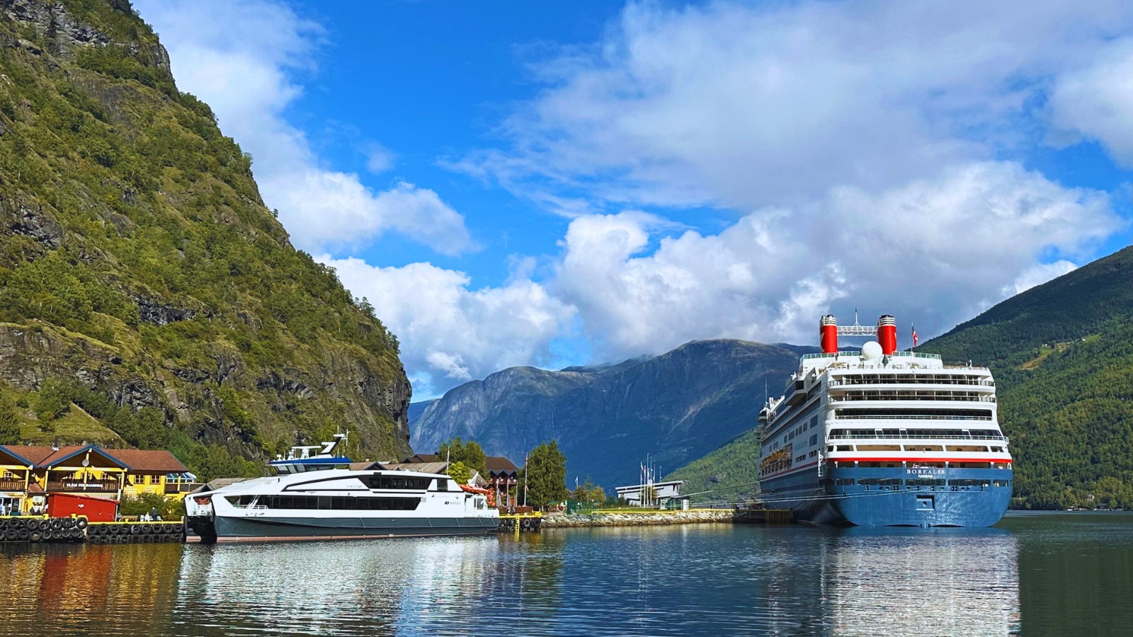 Fred Olsen Cruise Lines ship Borealis in Flåm, Norway. Photo: David Nikel.