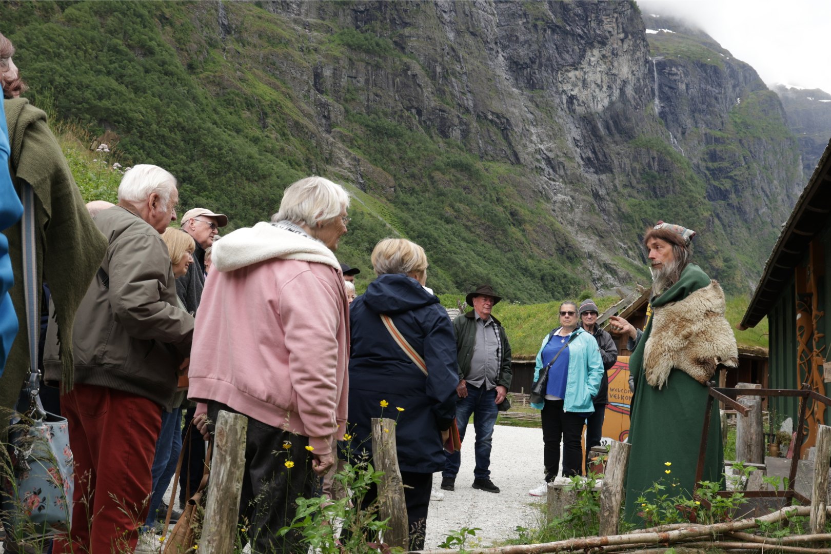 A group of tourists listening at the Viking Valley in Norway. Photo: Daniel Albert.