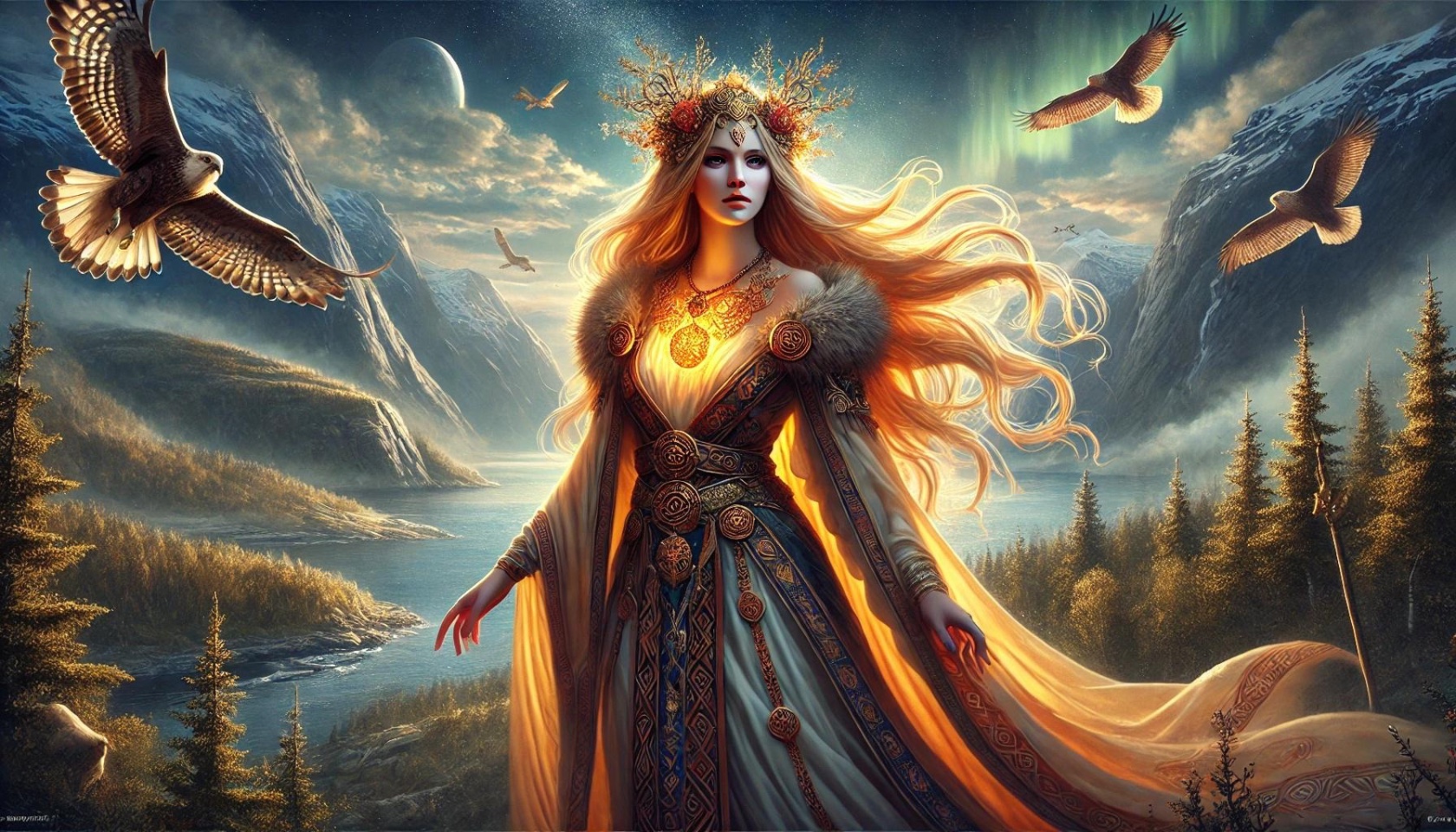 Illustration of Freya, the Norse Goddess.