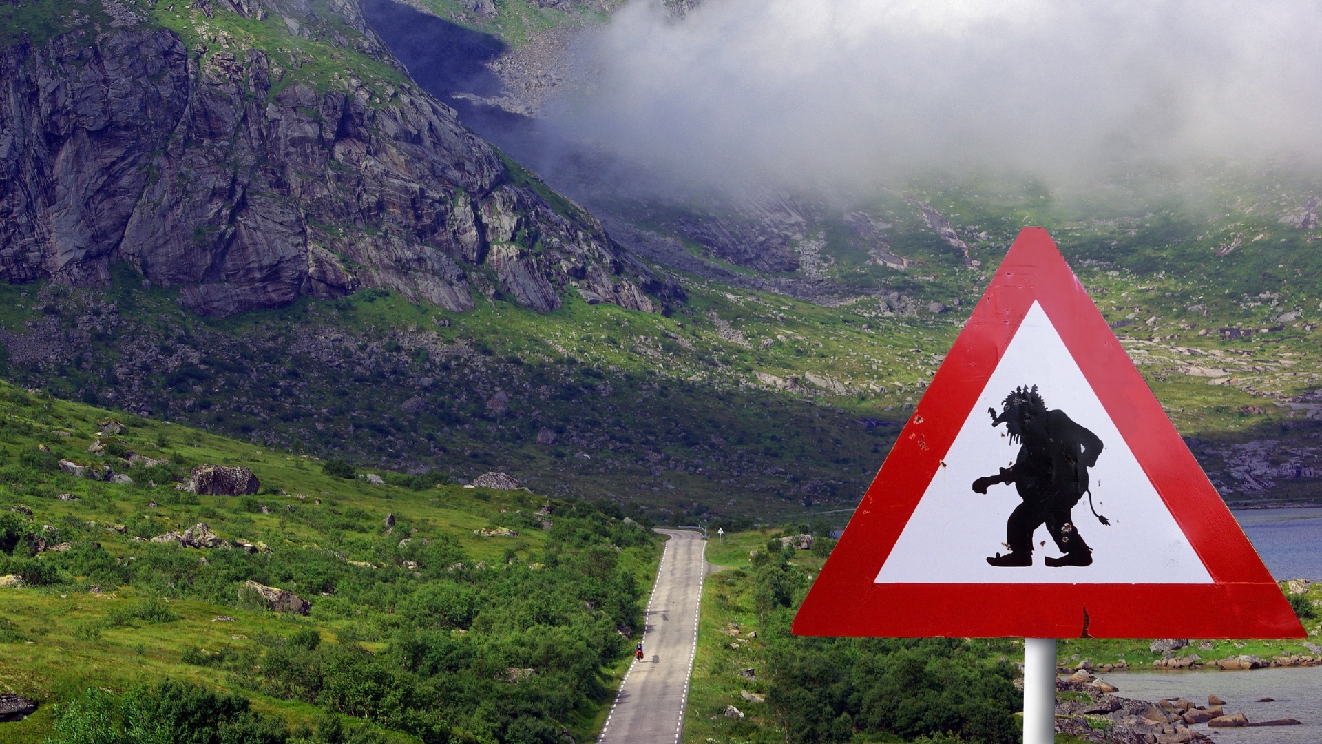 Troll warning road sign in Norway.
