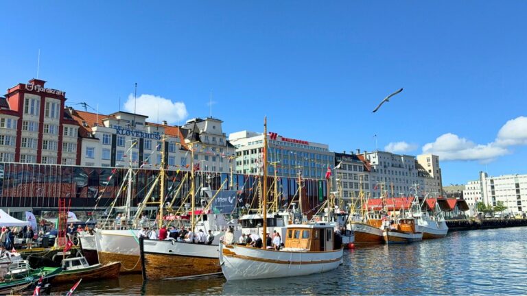 Busy Bergen harbour during a festival week. Photo: David Nikel.