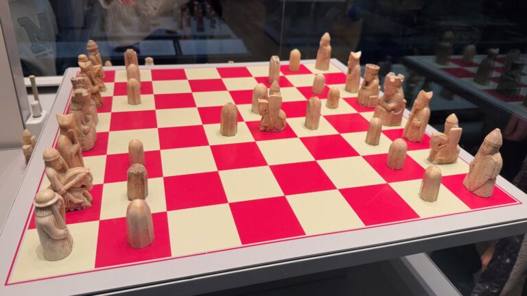 Lewis Chessmen on display at the British Museum in London. Photo: David Nikel.