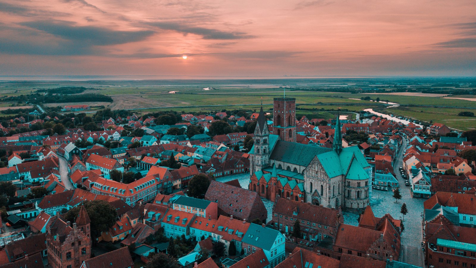 A view over Ribe centre in Denmark.