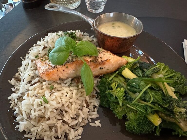 Salmon and wild rice in Scandic Stavanger Airport hotel. Photo: David Nikel.