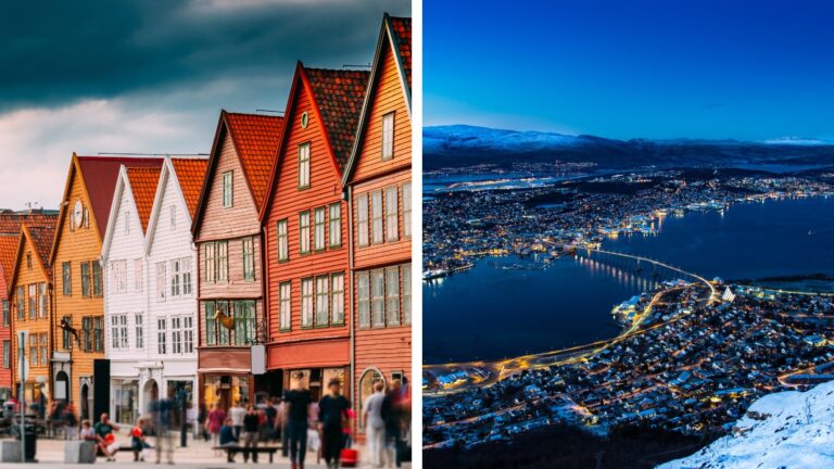 Travel images of Bergen and Tromsø.