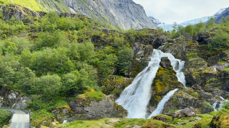 Kleivafossen waterfall along the trail to Briksdal. Photo: David Nikel.