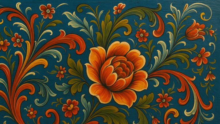 Typical swirling rosemaling illustration.