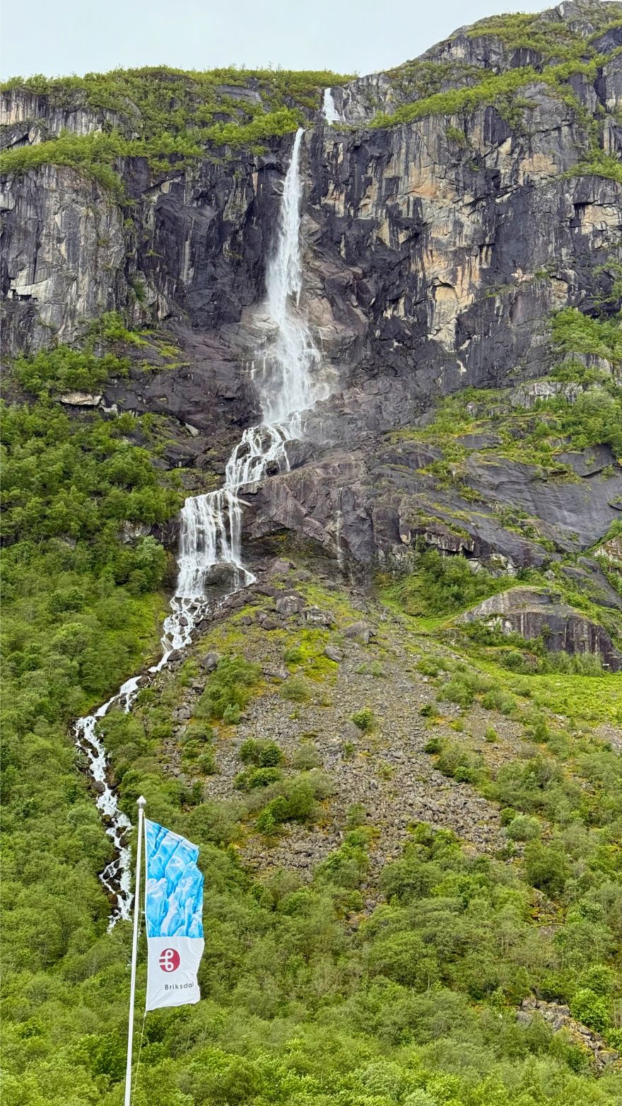 Stunning waterfall at Briksdal lodge. Photo: David Nikel.