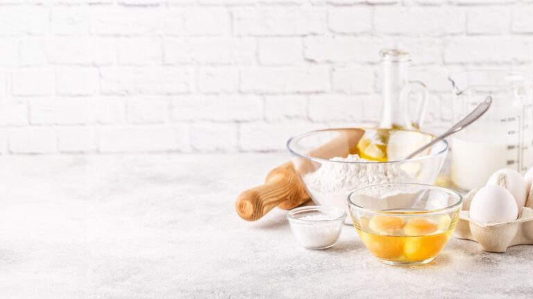 Baking equipment in a tidy Norwegian kitchen.