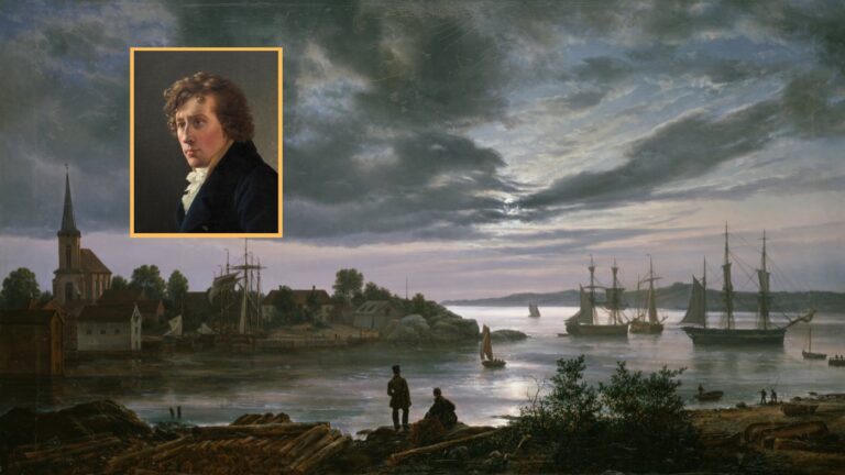 'Larvik Harbour in Moonlight' by Johan Christian Dahl.