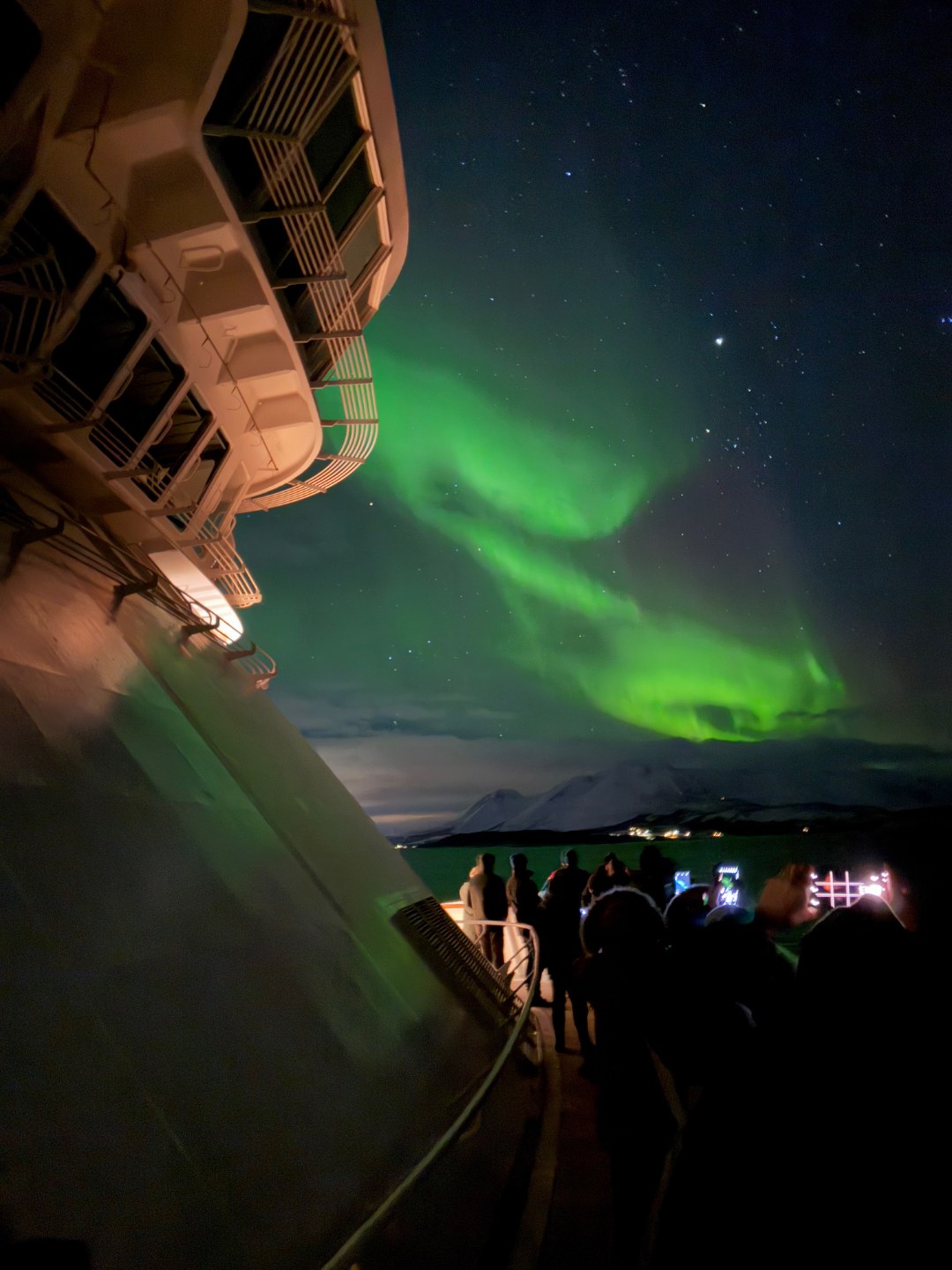 Northern lights seen from a Fred Olsen cruise ship in Norway. Photo: David Nikel.
