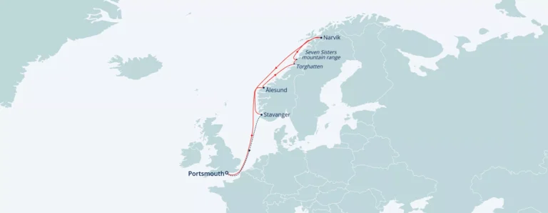 Fred Olsen itinerary map for S2601 cruise.