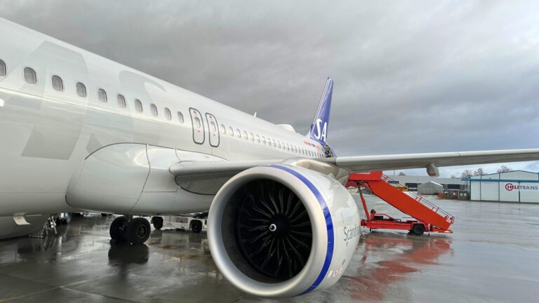 SAS airplane at a Norwegian airport. Photo: David Nikel.