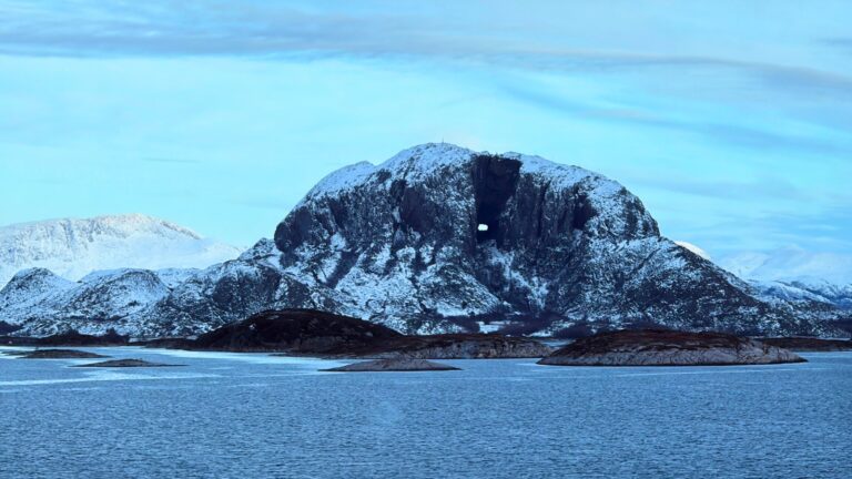 A view of Torghatten in November. Photo: David Nikel.