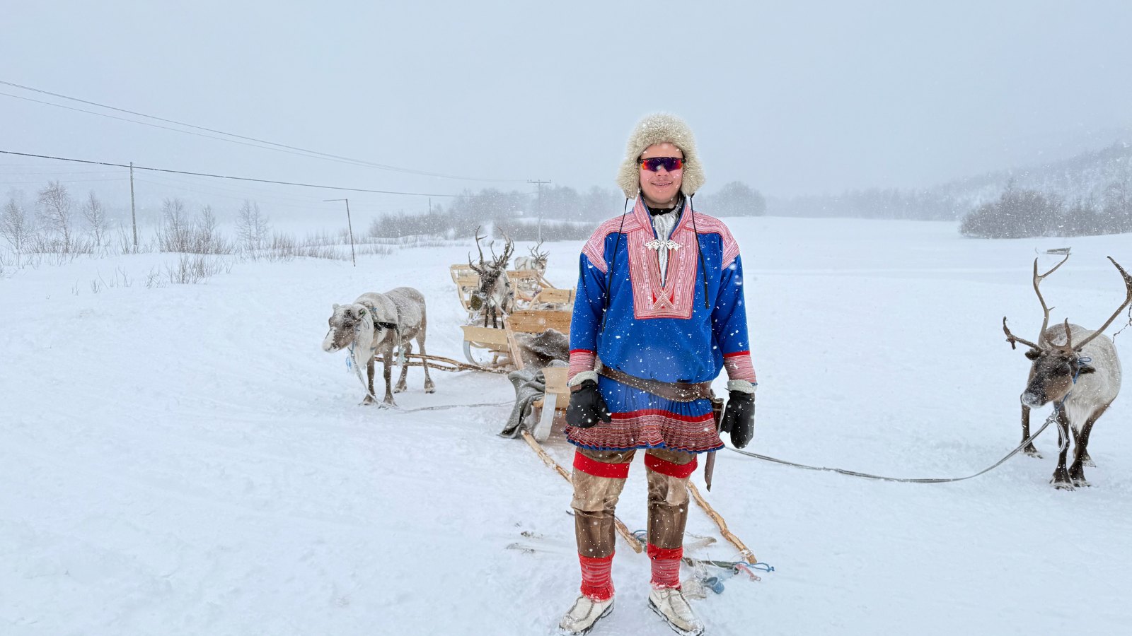 Meeting a Sami man at Maze Sami village. Photo: David Nikel.