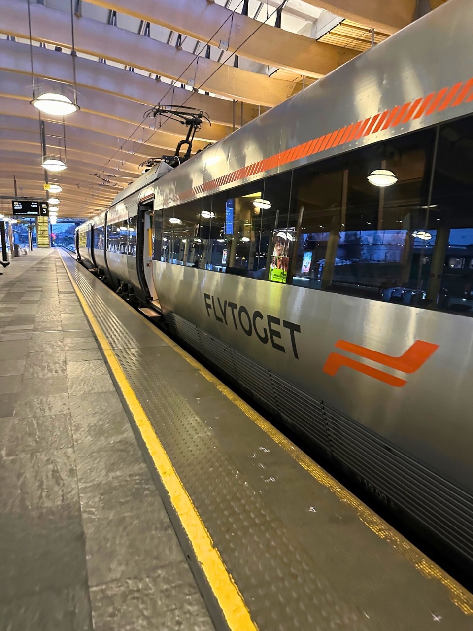 Flytoget train at Oslo Airport. Photo: David Nikel.