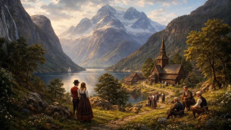 Illustration of Norway's national romanticism movement.