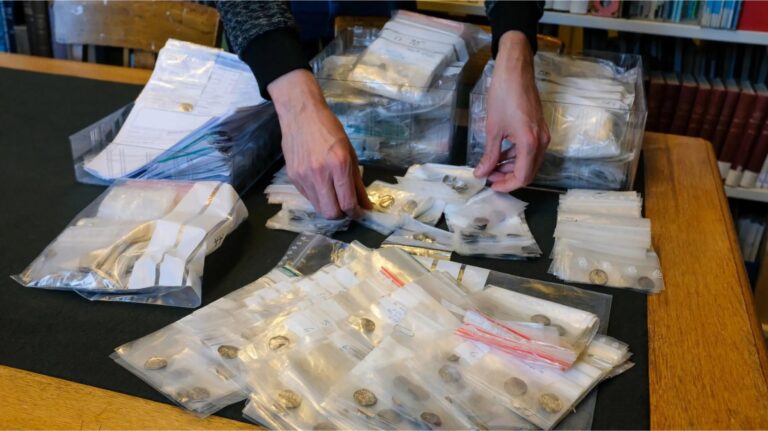 Parts of the Viking Age coin hoard photographed after being submitted to the Museum of Cultural History. Photo: Tea Kristiansen / Museum of Cultural History.