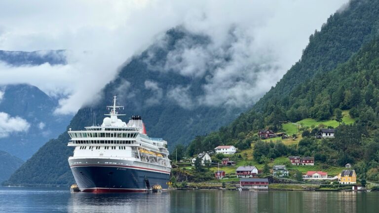 Cruise ship anchored in Ulvik, Norway. Photo: David Nikel.