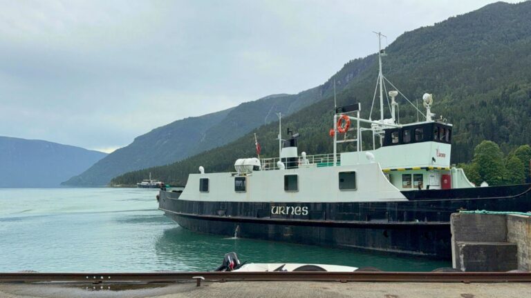 Historic car and passenger ferry to Urnes Stave Church. Photo: David Nikel.