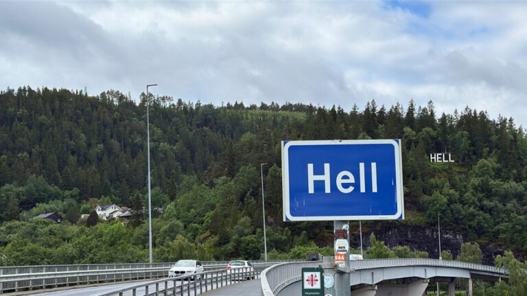 Road sign of Hell, Norway.