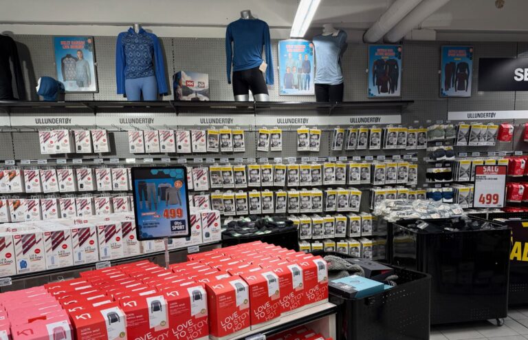 Merino wool underwear on sale in a Norway sports store. Photo: David Nikel.