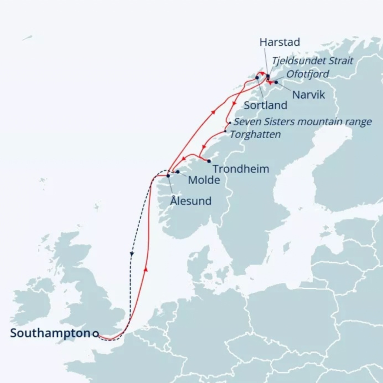 Fred Olsen L2705 itinerary map.